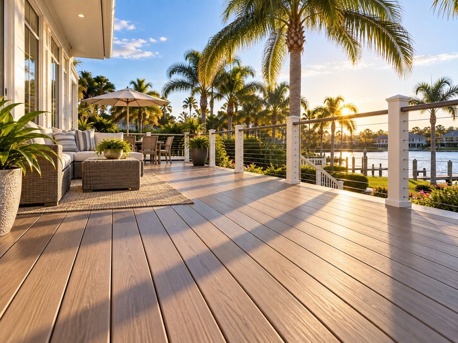 Clean wood deck after low-pressure surface cleaning