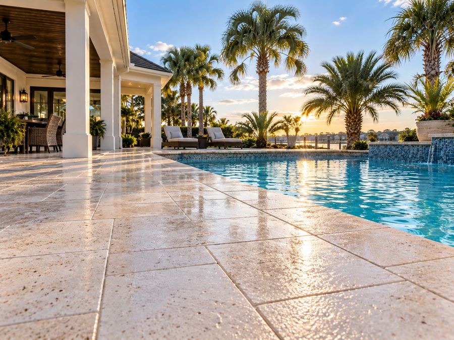 Clean pool deck and patio surface after washing